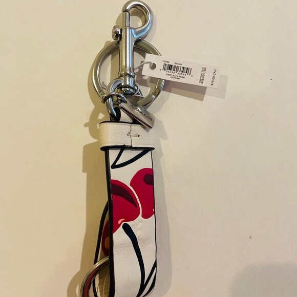 COACH TRIGGER SNAP BAG CHARM KEY FOB W/ CHERRY PRINT: Red,white CZ088 - Picture 14 of 16